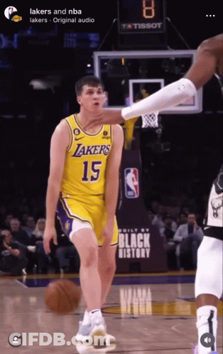 Basketball Player Dribbling Lakers Jersey GIF