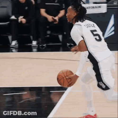 Basketball Player Dribbling Number 5 GIF