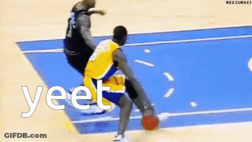 Basketball Player Dribbling On Blue Court Yeet GIF