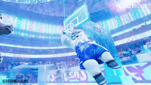Basketball Player Dunking In Goat Movie Ad GIF