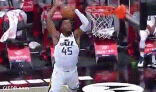 Basketball Player Dunking In White Jersey GIF