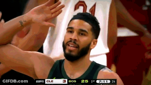 Basketball Player High Fives Another On ESPN GIF
