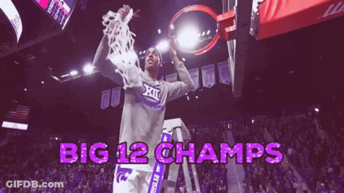 Basketball Player Holding Hoop Big 12 Champs GIF