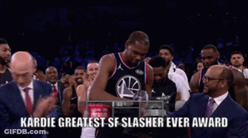 Basketball Player Holding Kardie Trophy GIF