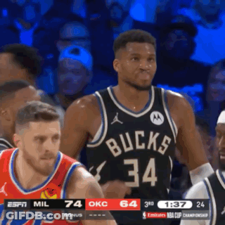 Basketball Player In Black Jersey Number 34 GIF
