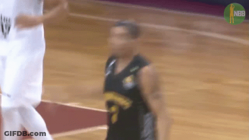 Basketball Player In Black Jersey With NBB GIF