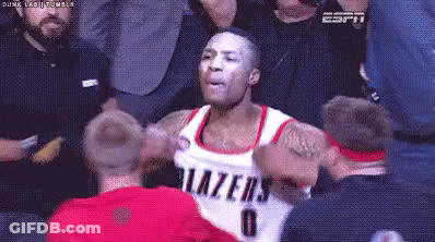 Basketball Player In Blazers Jersey Before Crowd GIF