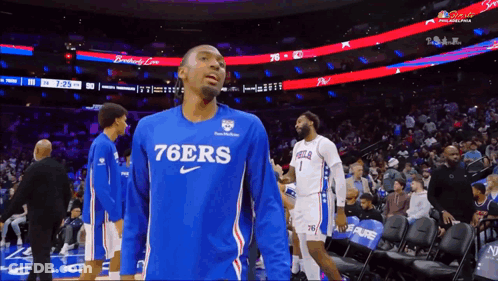 Basketball Player In Blue 76Ers Jersey GIF