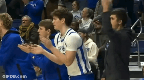 Basketball Player In Blue And White Kyu Jersey GIF
