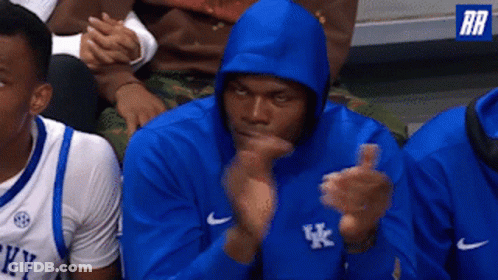 Basketball Player In Blue Hoodie Clapping GIF