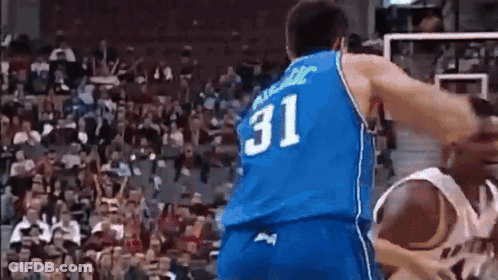 Basketball Player In Blue Jersey Number 31 GIF