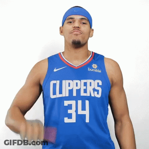 Basketball Player In Blue Jersey Number 34 GIF