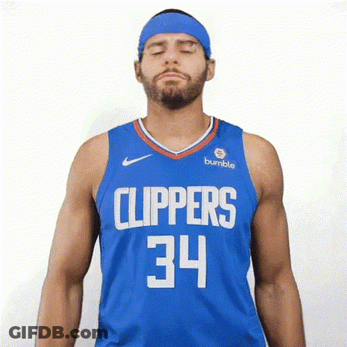 Basketball Player In Blue Jersey Number 34 GIF