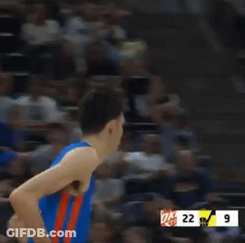 Basketball Player In Blue Jersey Number 7 GIF