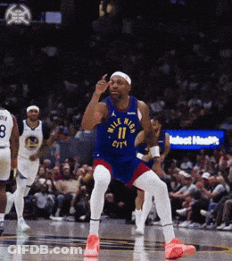 Basketball Player In Blue Jersey Saying Mile High City GIF