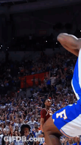 Basketball Player In Blue Jersey With Letter F GIF