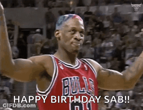 Basketball Player In Bulls Jersey Celebrating Birthday GIF