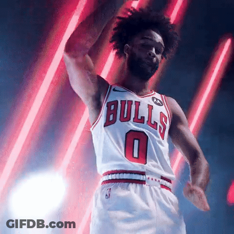 Basketball Player In Bulls Jersey Dancing Neon Light GIF