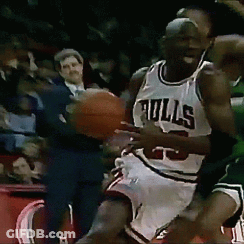 Basketball Player In Bulls Jersey Dribbling GIF
