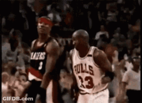 Basketball Player In Bulls Jersey Dribbling GIF