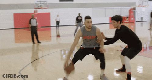 Basketball Player In Bulls Jersey Dribbling GIF