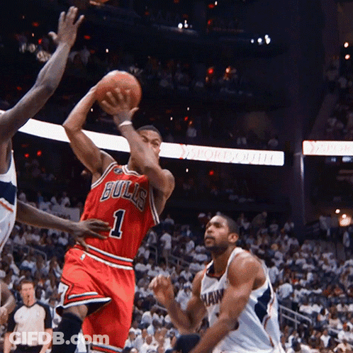 Basketball Player In Bulls Jersey Shooting GIF
