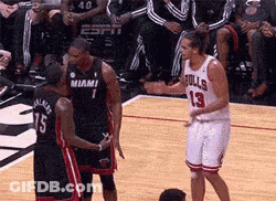 Basketball Player In Bulls Jersey Talking To Player GIF