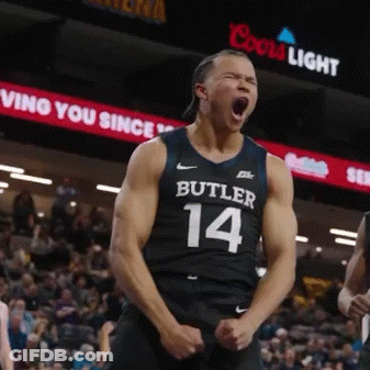 Basketball Player In Butler 14 Jersey Screaming GIF