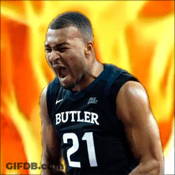 Basketball Player In Butler 21 Jersey Screaming GIF