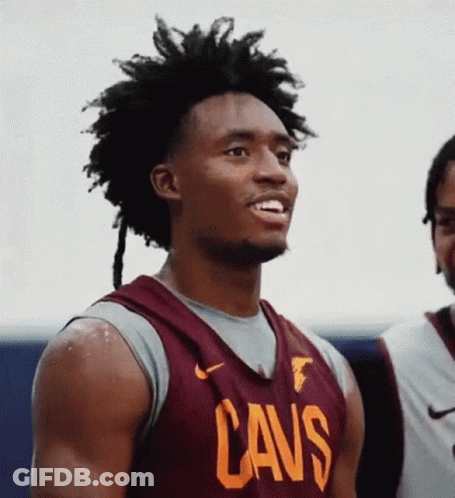 Basketball Player In Cavs Jersey Smiling GIF