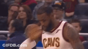 Basketball Player In Cavs Jersey Talking To Referee GIF