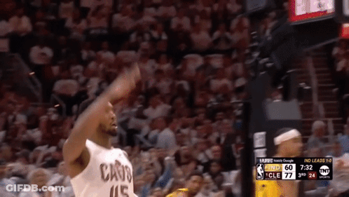 Basketball Player In Cavs Jersey Throwing Ball GIF