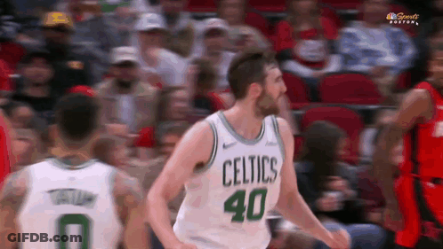 Basketball Player In Celtics Jersey In Front Of Crowd GIF