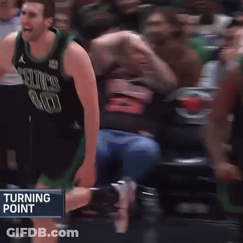Basketball Player In Celtics Jersey Laughing GIF