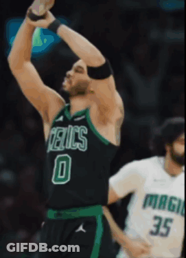 Basketball Player In Celtics Jersey Reaching For Ball GIF