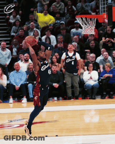Basketball Player In Cleveland Jersey Jumps GIF