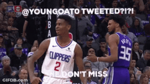 Basketball Player In Clippers Jersey Talking To Another Player GIF