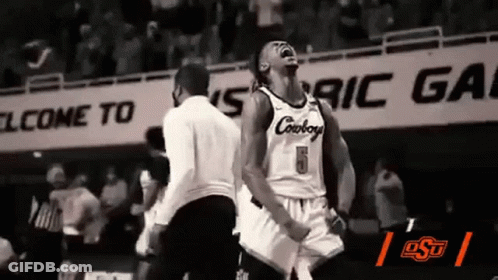 Basketball Player In Cowboys Jersey Celebrating With Teammates GIF