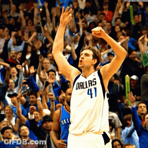 Basketball Player In Dallas 41 Jersey Celebrates GIF