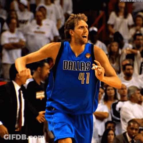 Basketball Player In Dallas 41 Jersey Running GIF