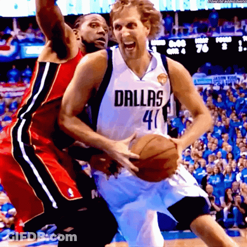 Basketball Player In Dallas Jersey Holding Ball GIF