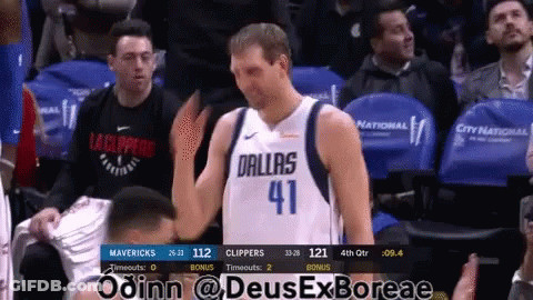 Basketball Player In Dallas Jersey In Stands GIF