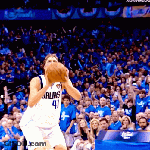 Basketball Player In Dallas Jersey Shooting GIF