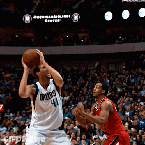 Basketball Player In Dallas Jersey Shooting Ball GIF