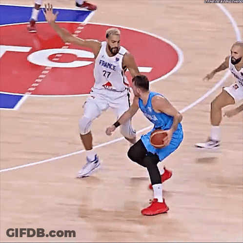 Basketball Player In France Jersey Dribbling GIF