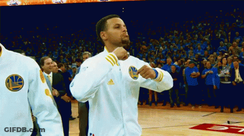 Basketball Player In Golden State Warriors Jacket GIF