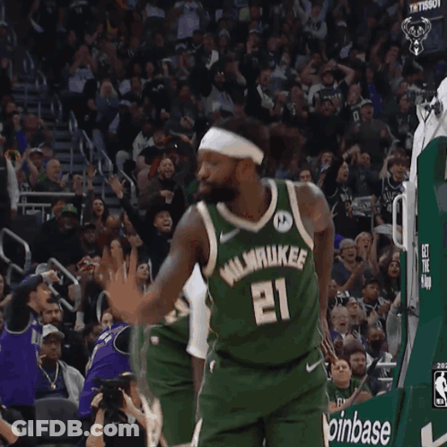 Basketball Player In Green Bucks Jersey GIF