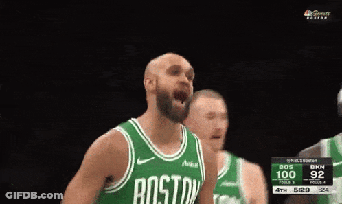 Basketball Player In Green Jersey Saying Boston GIF