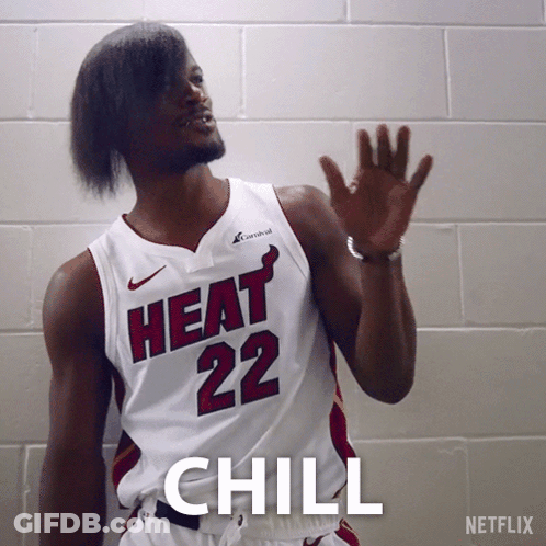 Basketball Player In Heat 22 Jersey Says Chill GIF