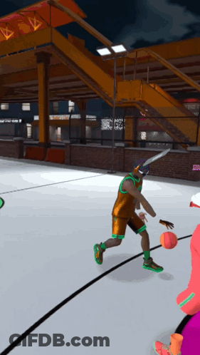 Basketball Player In Helmet Dribbling GIF